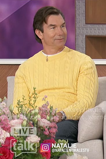 Jerry’s yellow cable knit sweater on The Talk