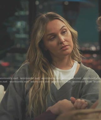 Jo’s grey layered sweater on Greys Anatomy