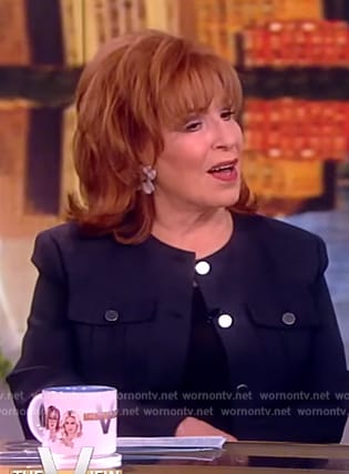 Joy’s navy button jacket on The View
