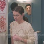 Jules’ white bobble knit sweater on Greys Anatomy