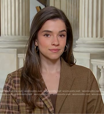 Julie’s brown mixed plaid blazer on NBC News Daily