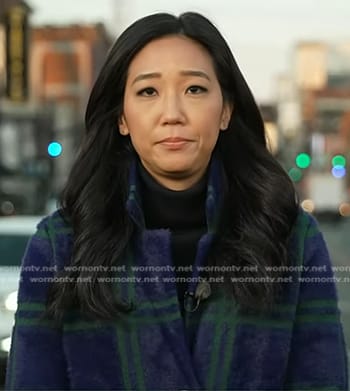Kathy Park’s navy plaid coat on Today