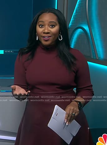 Kay’s burgundy mixed media dress on NBC News Daily