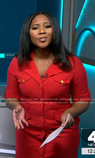 Kay Angrum’s red safari dress on NBC News Daily