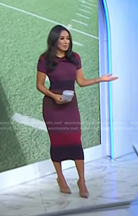 Kaylee’s burgundy striped ribbed dress on Today