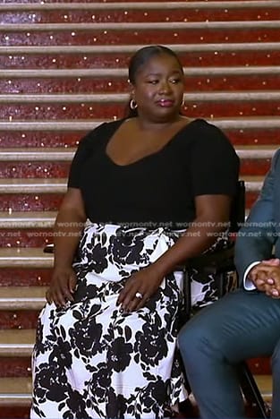 Kelley L. Carter’s black and white floral dress on Good Morning America