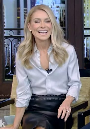 Kelly’s striped button down shirt on Live with Kelly and Mark