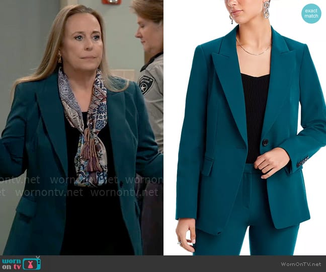 Kobi Halperin Jordi Jacket in Sea Moss worn by Laura Collins (Genie Francis) on General Hospital