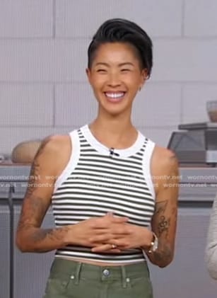 Kristen Kish’s green striped tank on Good Morning America