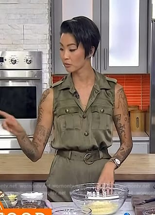 Kristen Kish’s green satin jumpsuit on Today