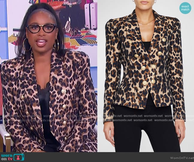 L'Agence Bethany Leopard Jacquard Blazer worn by Jennifer Hudson on The Jennifer Hudson Show