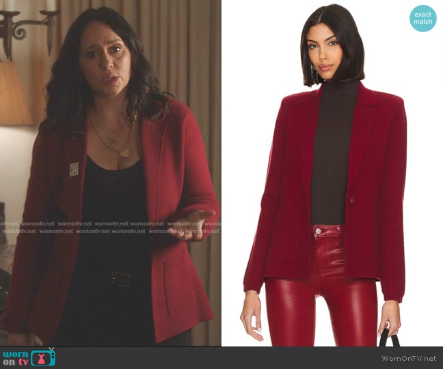 L'Agence Lacey Knit Blazer in Dark Bordeaux worn by Maddie Kendall (Jennifer Love Hewitt) on 9-1-1