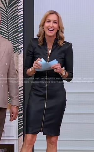 Lara’s black zip front leather dress on Good Morning America