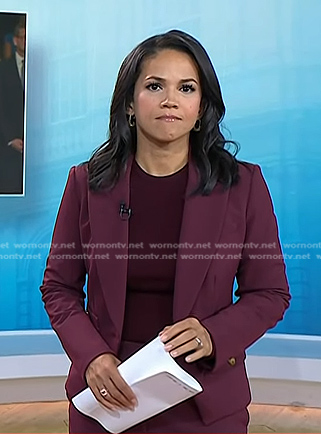 Laura’s burgundy pant suit on Today