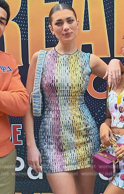 Lauryn’s rainbow stripe mini dress on Grown-ish