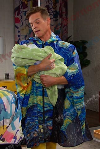 Leo’s van Gogh Starry Night print poncho on Days of our Lives