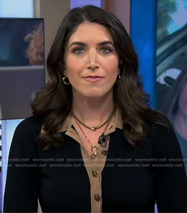 Liz Kreutz’s black contrast trim knit dress on Today