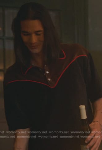 Luca’s black piping shirt on Good Trouble