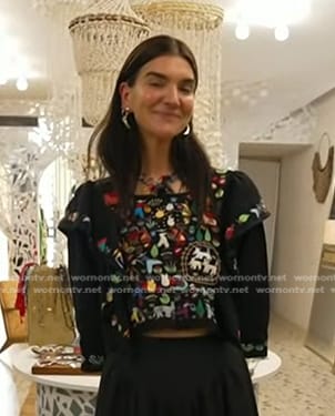Lucy Aylen’s black embroidered top on Today