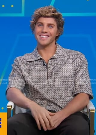 Lukas Gage’s print quater zip shirt on Good Morning America
