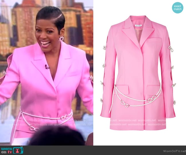Mach and Mach Cut-out embellished wool mini blazer dress worn by Tamron Hall on The View