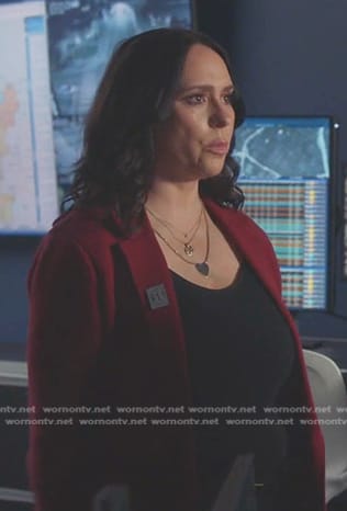 Maddie’s red knit blazer on 9-1-1