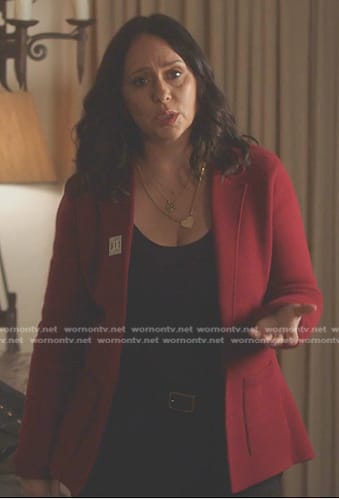 Maddie’s red knit blazer on 9-1-1