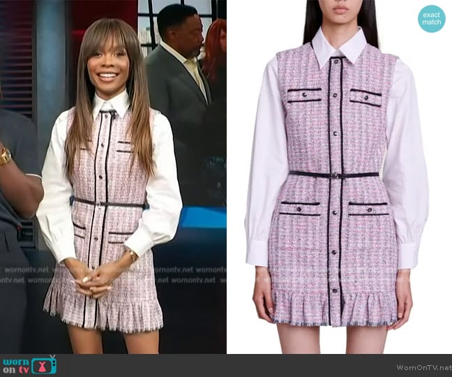 Maje Ratri Tweed Sleeveless Dress worn by Zuri Hall on Access Hollywood