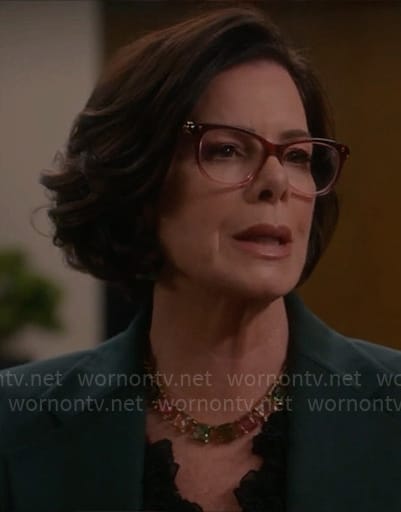 Margaret’s pink and purple ombre glasses on So Help Me Todd