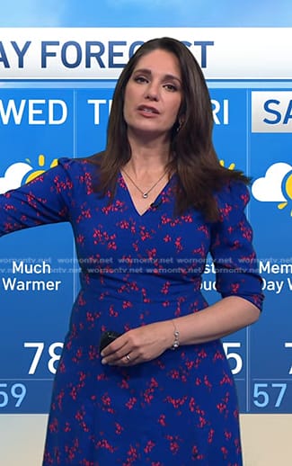 Maria’s blue floral v-neck dress on Today