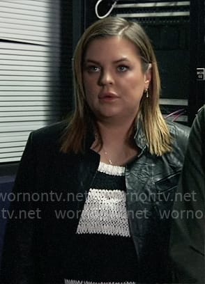 Maxie’s crinkled leather jacket on General Hospital