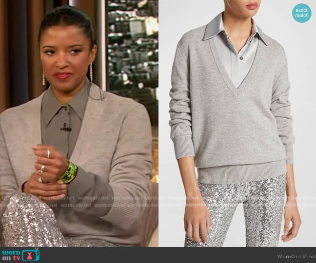 Michael Kors Cashmere Push-Sleeve Knit Sweater worn by Renee Elise on The Drew Barrymore Show