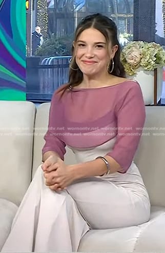 Millie Bobby Brown’s pink chiffon cropped top and skirt on Today