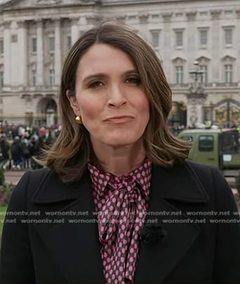 Molly Hunter’s pink polka dot tie neck blouse on Today