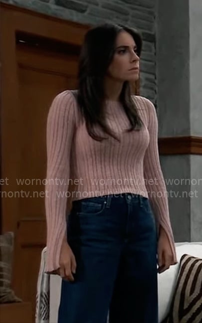 Molly’s pink sweater with split cuffs on General Hospital