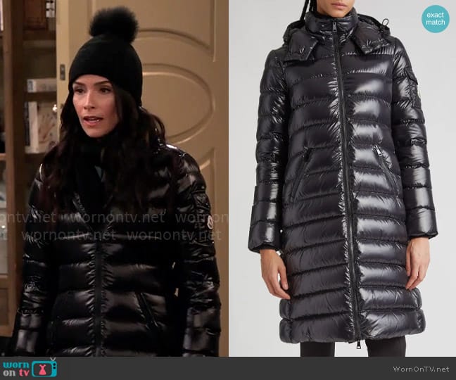 Moncler Moka Quilted Down Long Parka worn by Julia Mariano (Abigail Spencer) on Extended Family