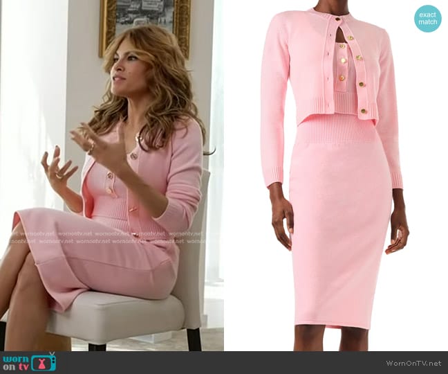 Monique Lhuillier Cropped Cashmere Tank in Pink worn by Eva Mendes on Today
