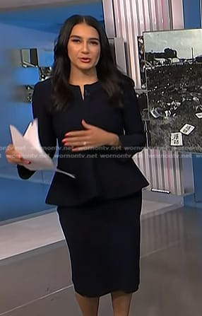Morgan’s black peplum jacket and pencil skirt on NBC News Daily
