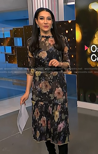 Morgan’s black floral chiffon dress on NBC News Daily