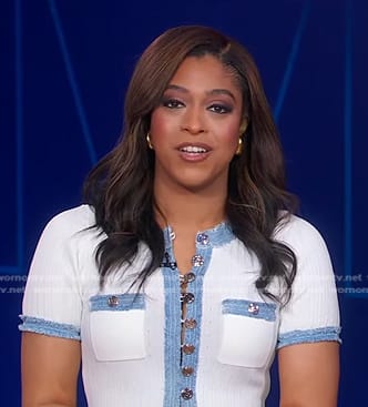 Morgan’s white contrast denim trim dress on Good Morning America