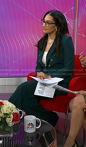 Morgan’s green blazer and pants on NBC News Daily