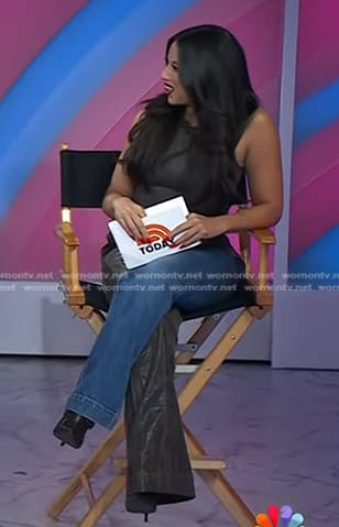 Naz Perez’s leather paneled jeans on Today