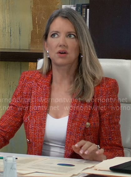 Nina’s red tweed blazer on General Hospital