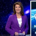 Norah’s purple blazer and pants on CBS Evening News