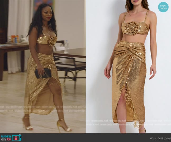 Patbo Rosette Sequin Bralette Top worn by Keiana Stewart on The Real Housewives of Potomac