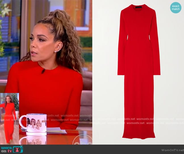 Proenza Schouler Lara convertible cutout bouclé maxi dress worn by Sunny Hostin on The View