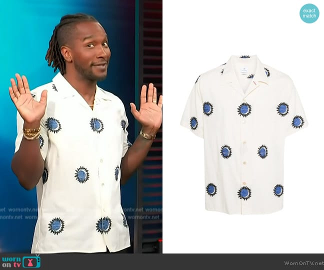 PS Paul Smith Fil Coupé Sun cotton shirt worn by Scott Evans on Access Hollywood
