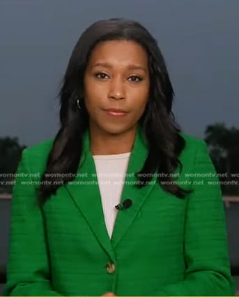 Rachel’s green tweed blazer on Good Morning America