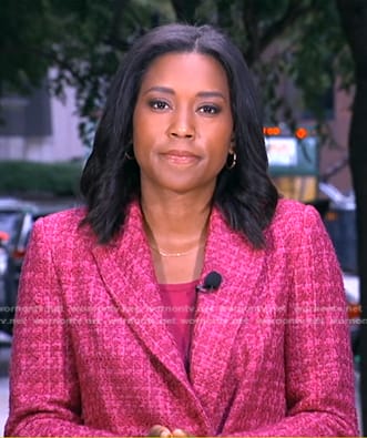 Rachel’s pink tweed blazer on Good Morning America