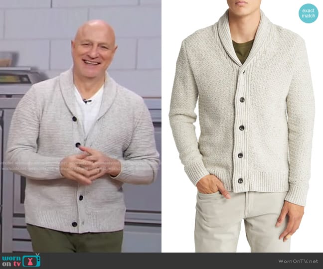 Rails Shepley Cardigan in Natural Oat worn by Tom Colicchio on Good Morning America